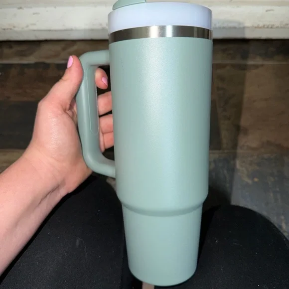 Stanley Mint Green Travel Mug with Handle - Picture 6 of 6